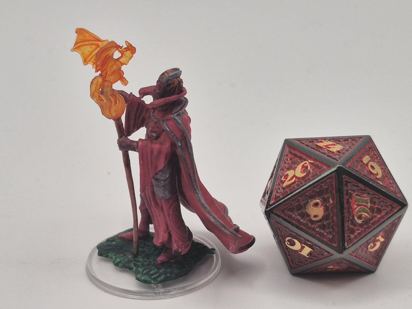 Cultist Miniature: Crimson Robes, Dragon Staff