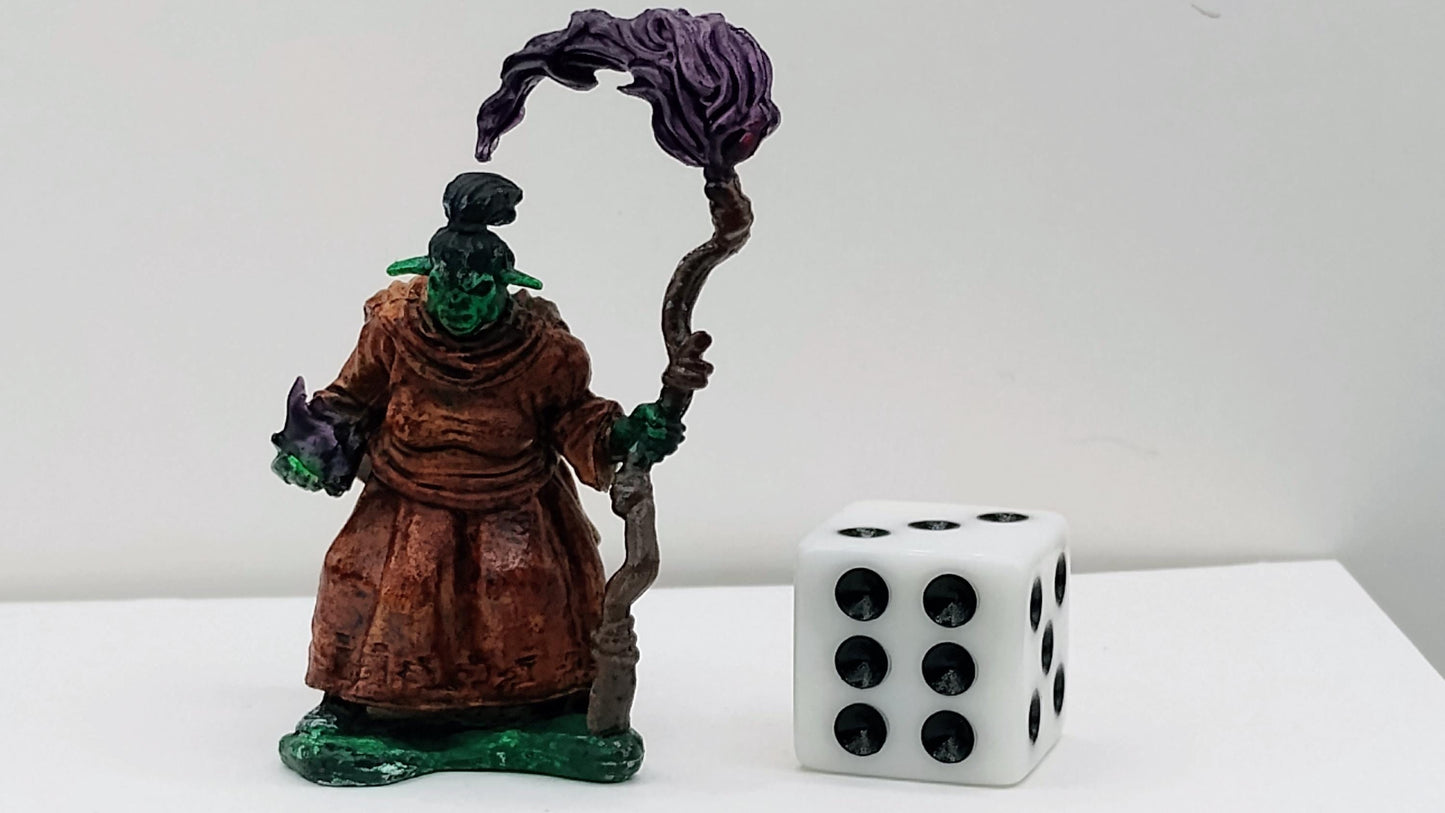 Orc Warlock Miniature: Violet Flame Staff, Eldritch Power