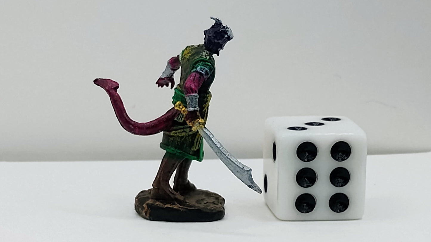 Tiefling Fighter Art Print: Green & Gold Fantasy Illustration