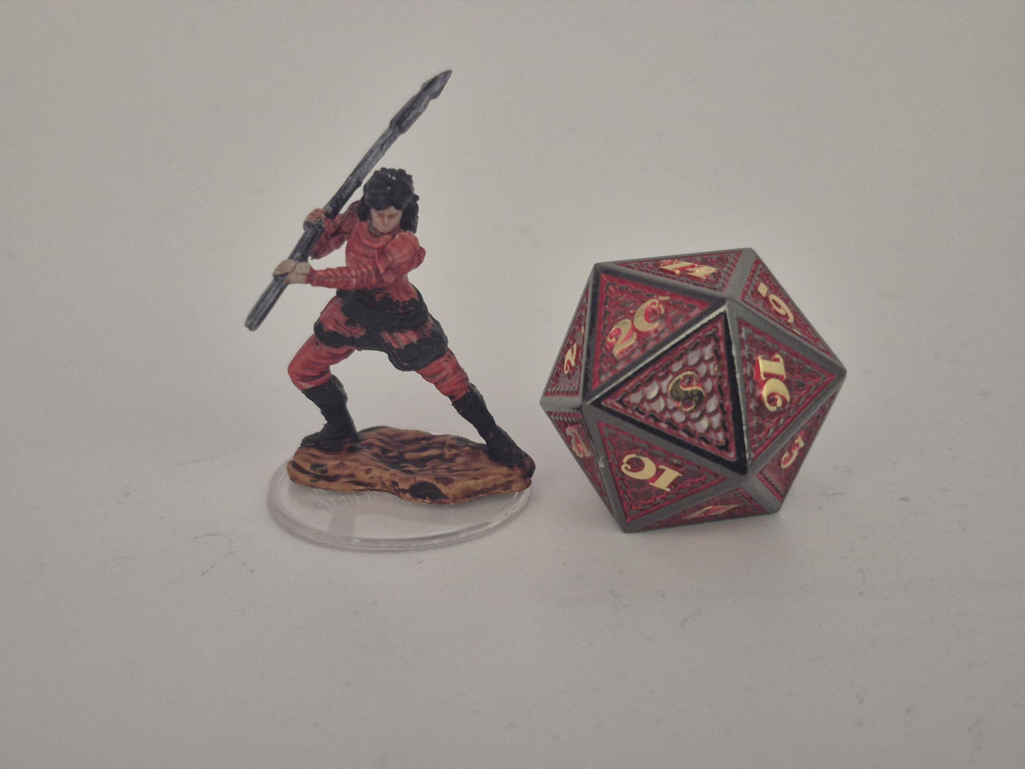 Human Paladin Miniature: Crimson Armor, Silver Halberd