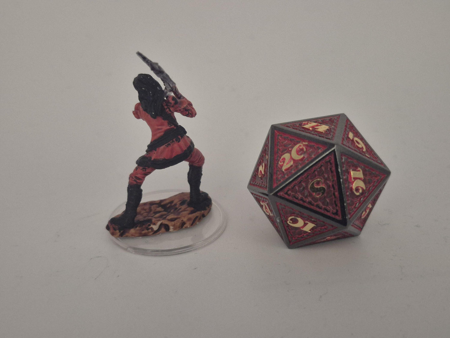 Human Paladin Miniature: Crimson Armor, Silver Halberd