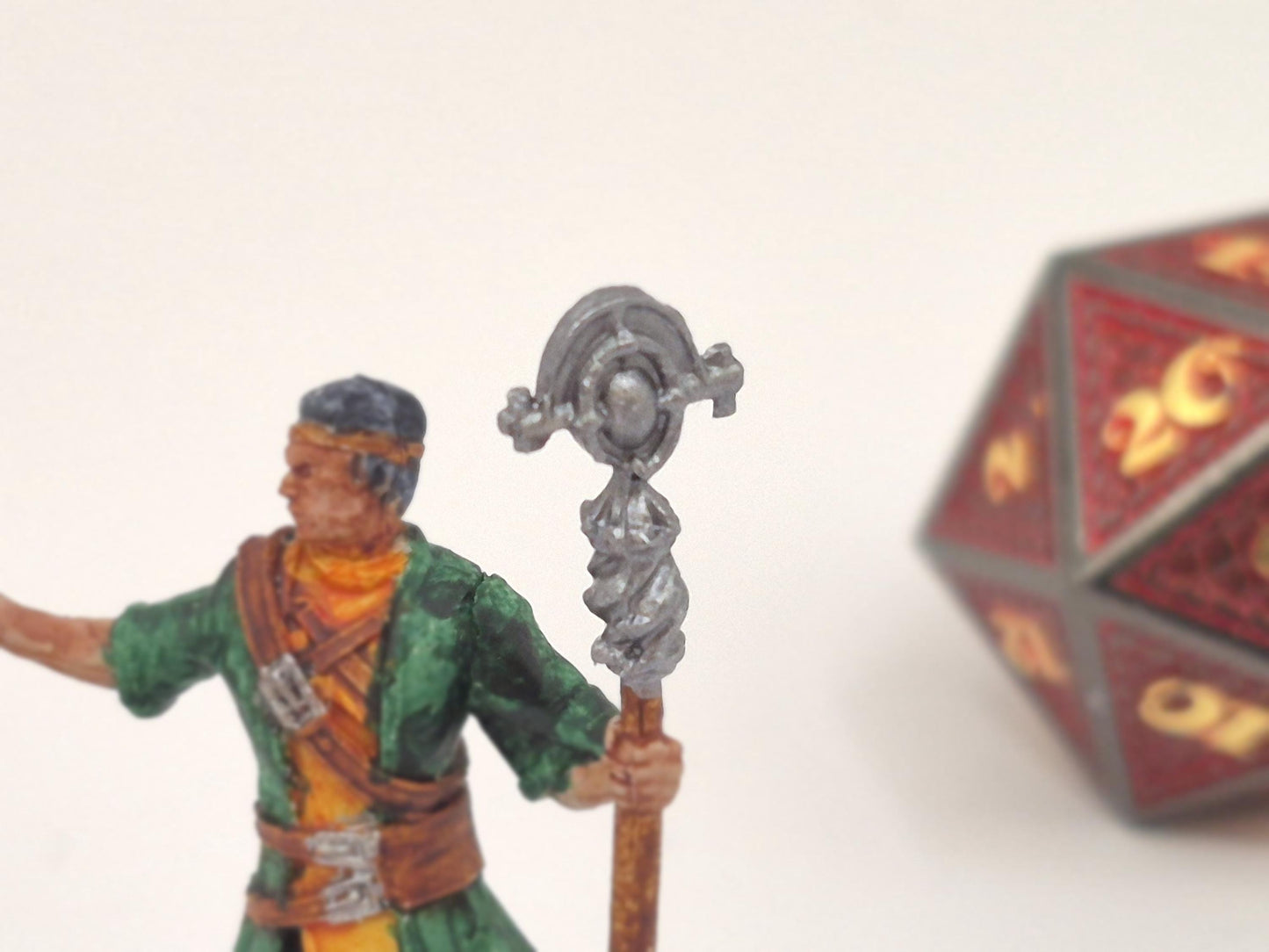 Half-Elf Wizard Miniature: Mystical Green & Gold Robes