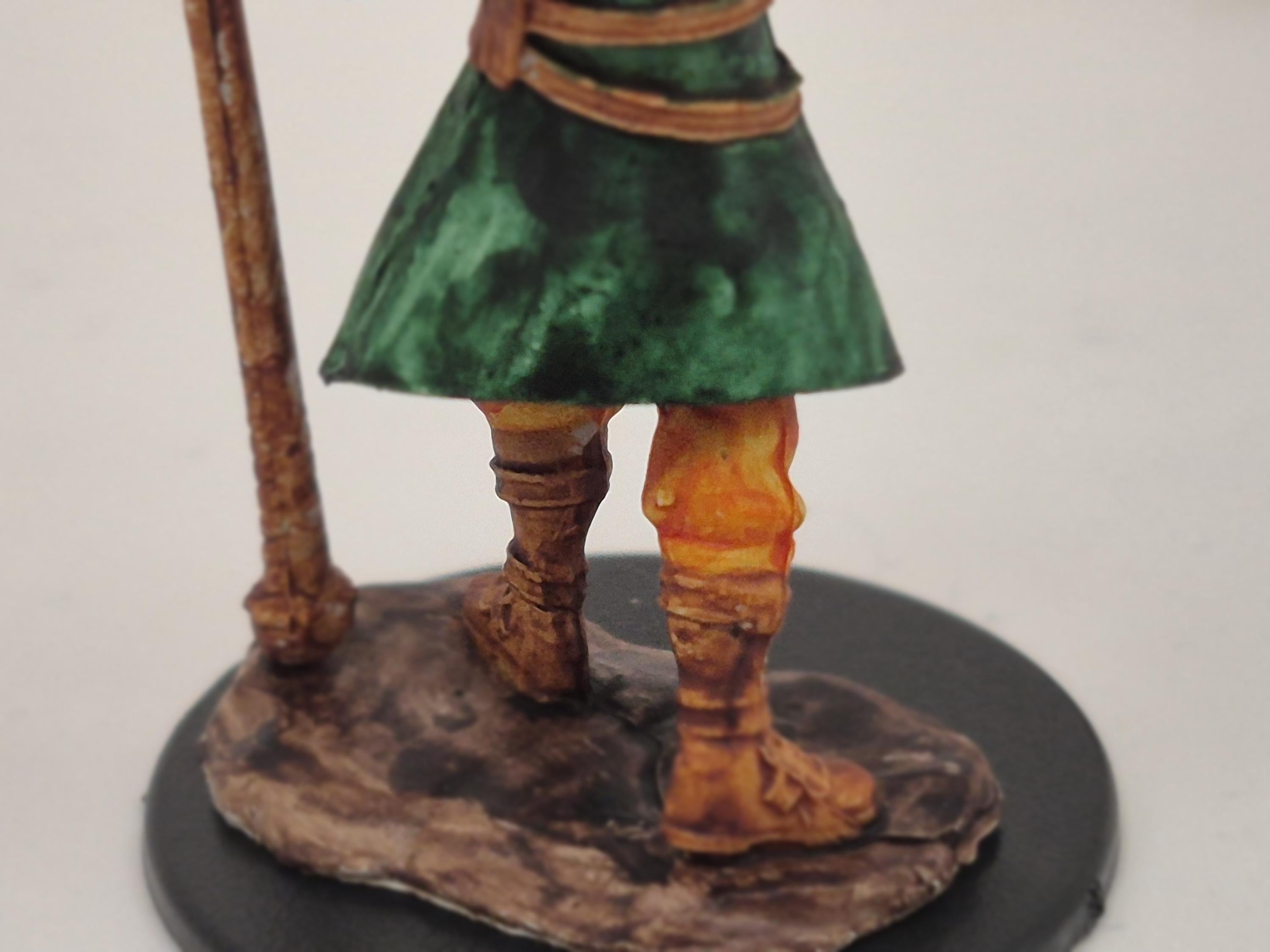 Half-Elf Wizard Miniature: Mystical Green & Gold Robes