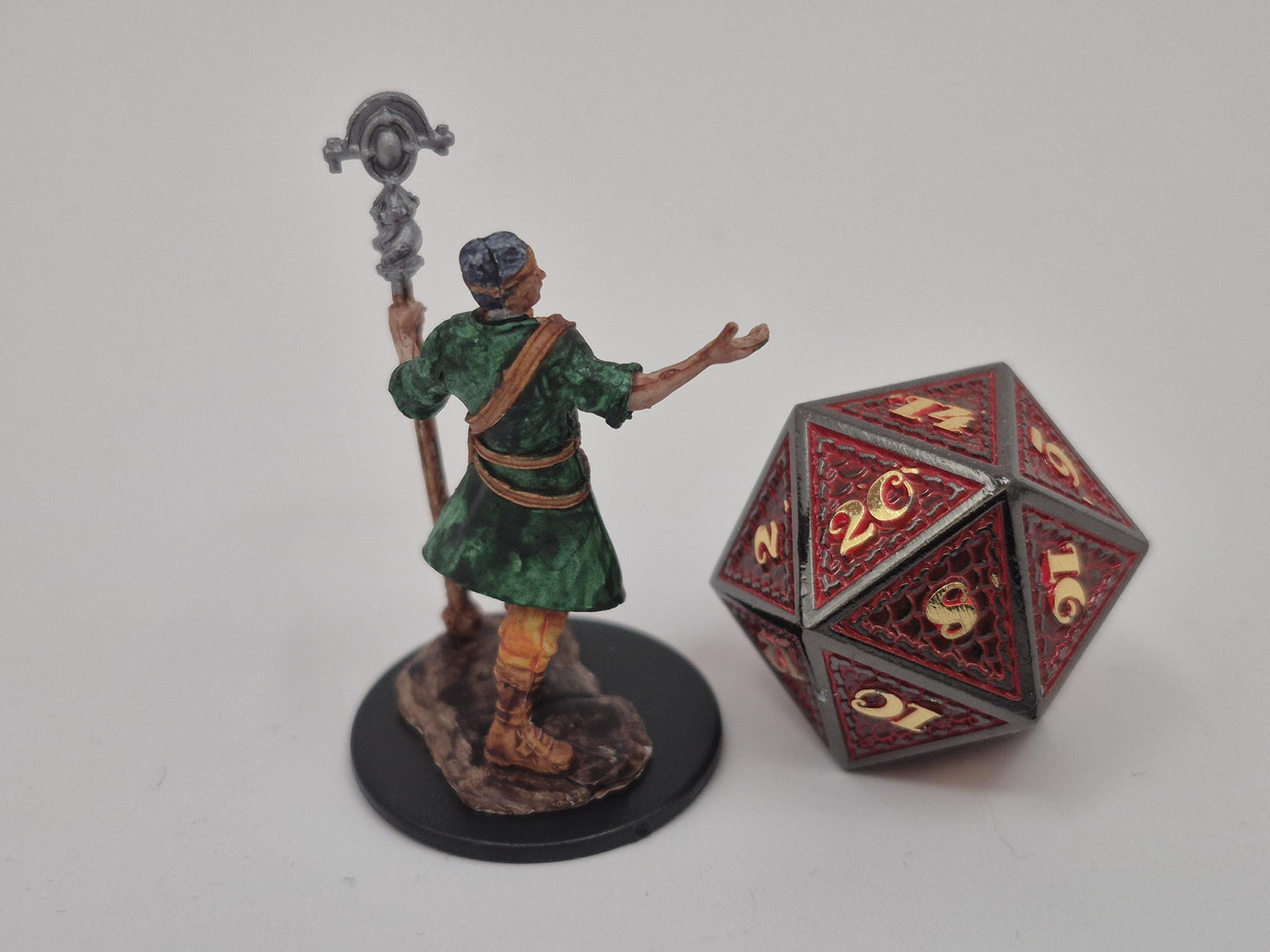Half-Elf Wizard Miniature: Mystical Green & Gold Robes