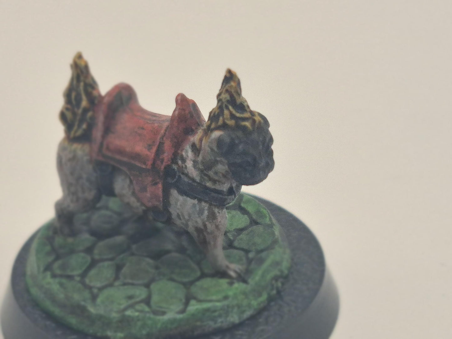 Infernal Hell Pug Figurine: Scorched Cobblestone Base