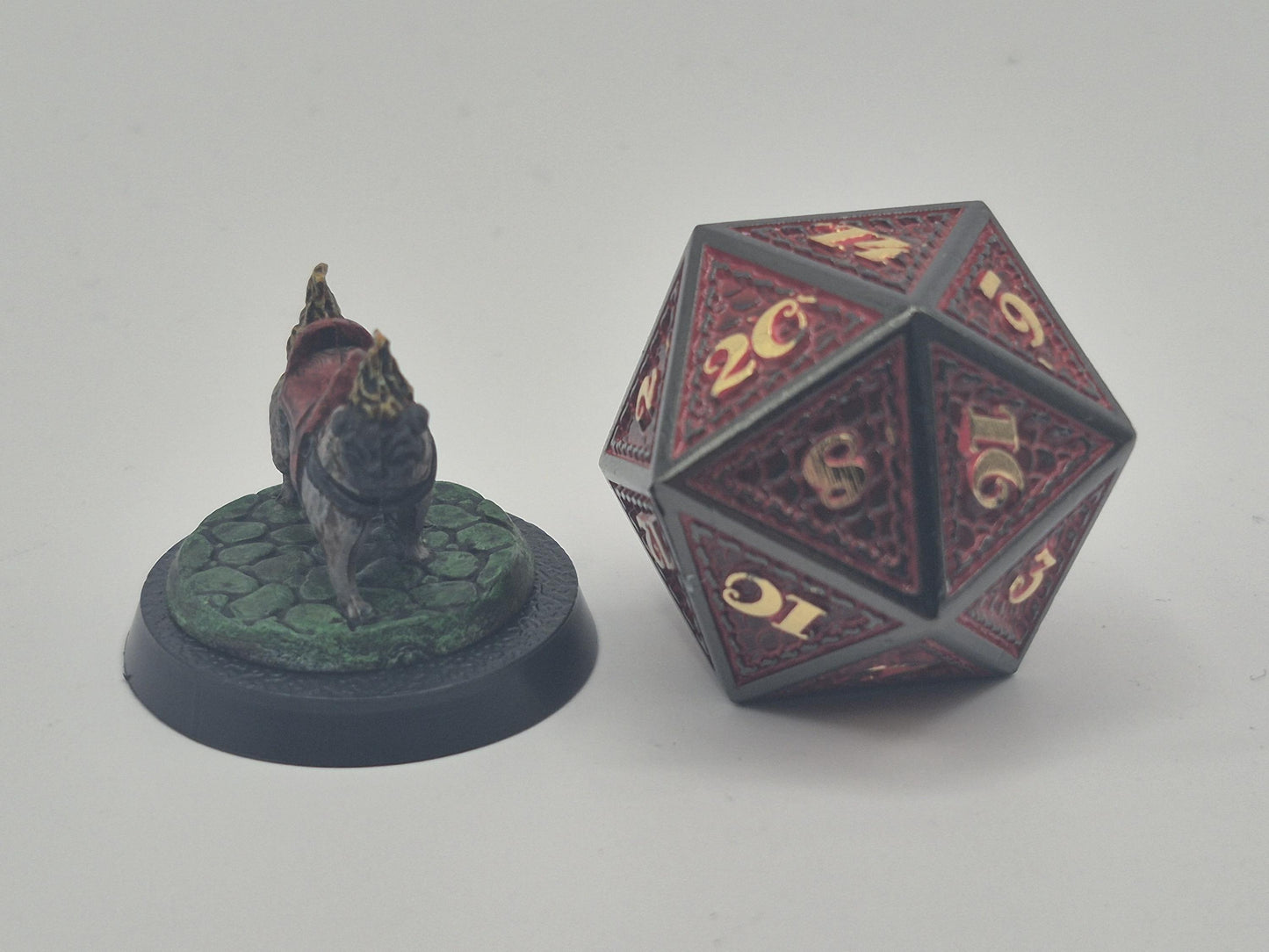 Infernal Hell Pug Figurine: Scorched Cobblestone Base