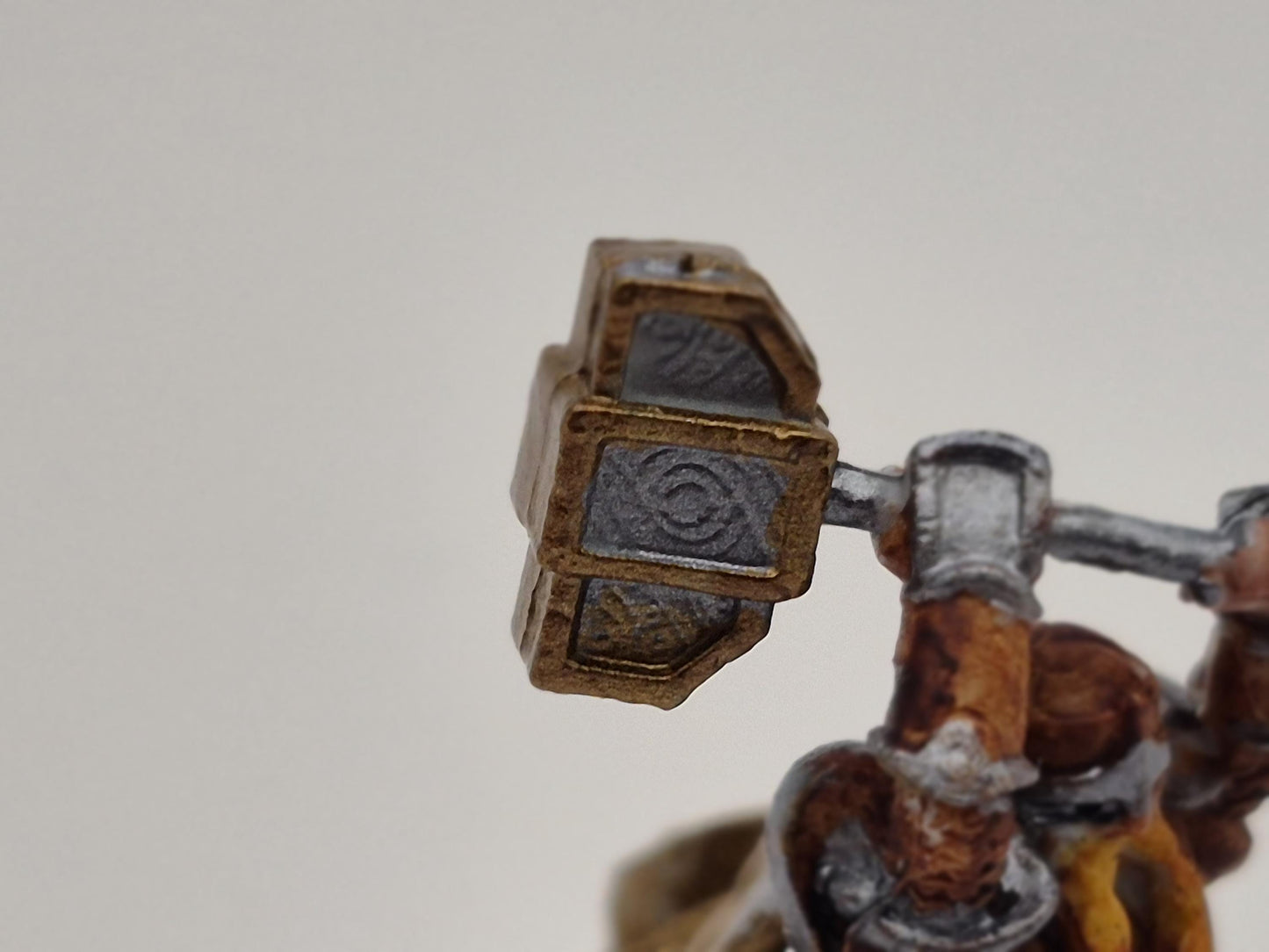 Dwarf Paladin Miniature: Silver & Bronze Armor, Divine Hammer