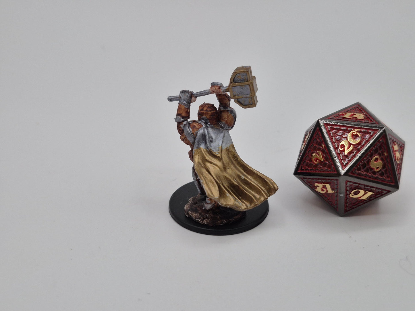Dwarf Paladin Miniature: Silver & Bronze Armor, Divine Hammer