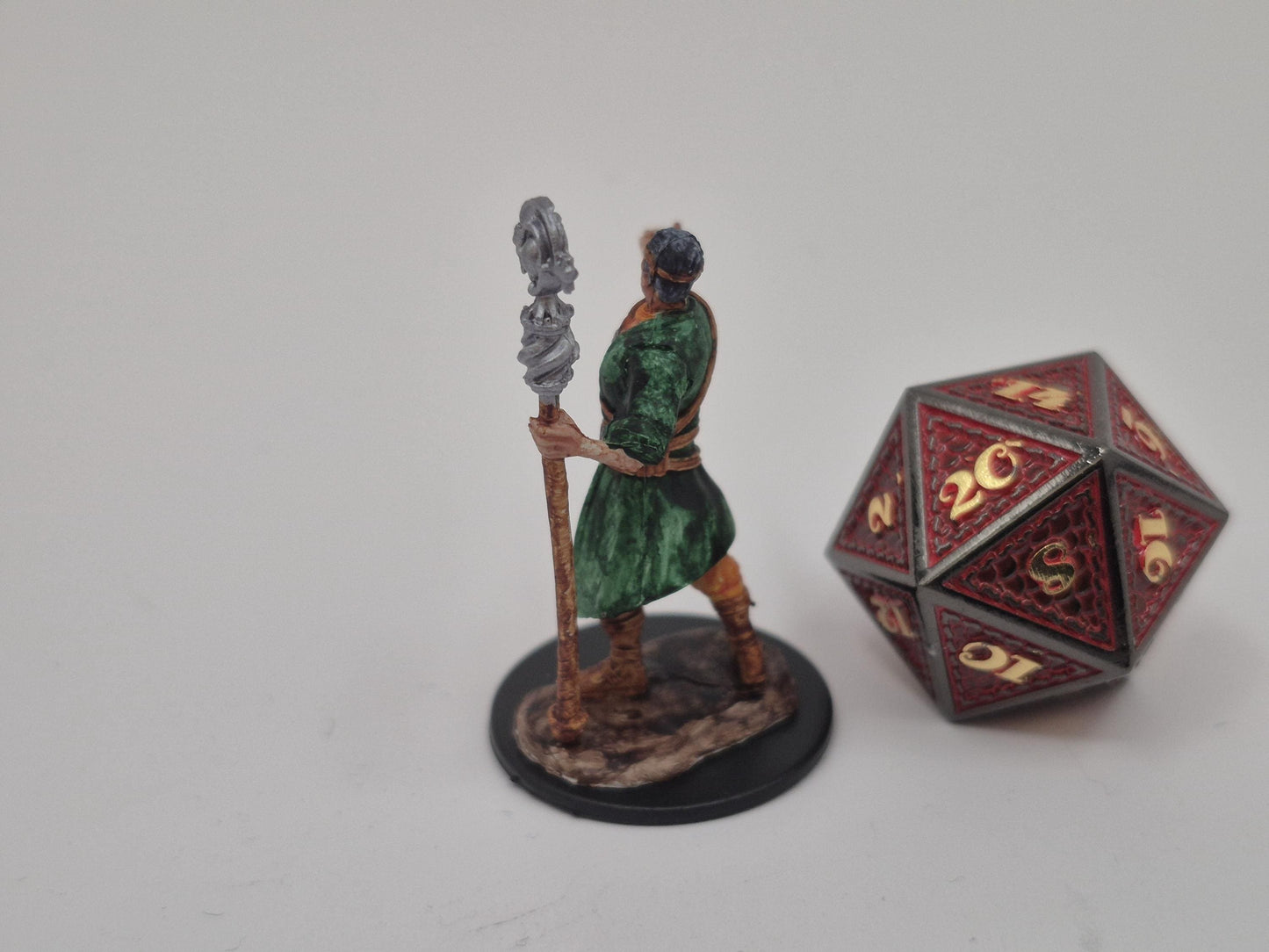 Half-Elf Wizard Miniature: Mystical Green & Gold Robes