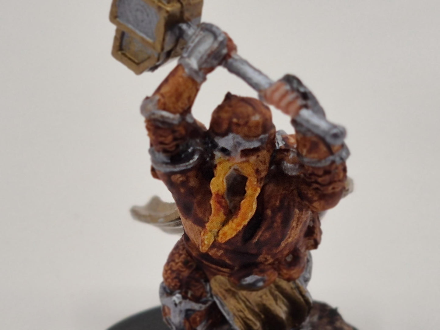 Dwarf Paladin Miniature: Silver & Bronze Armor, Divine Hammer
