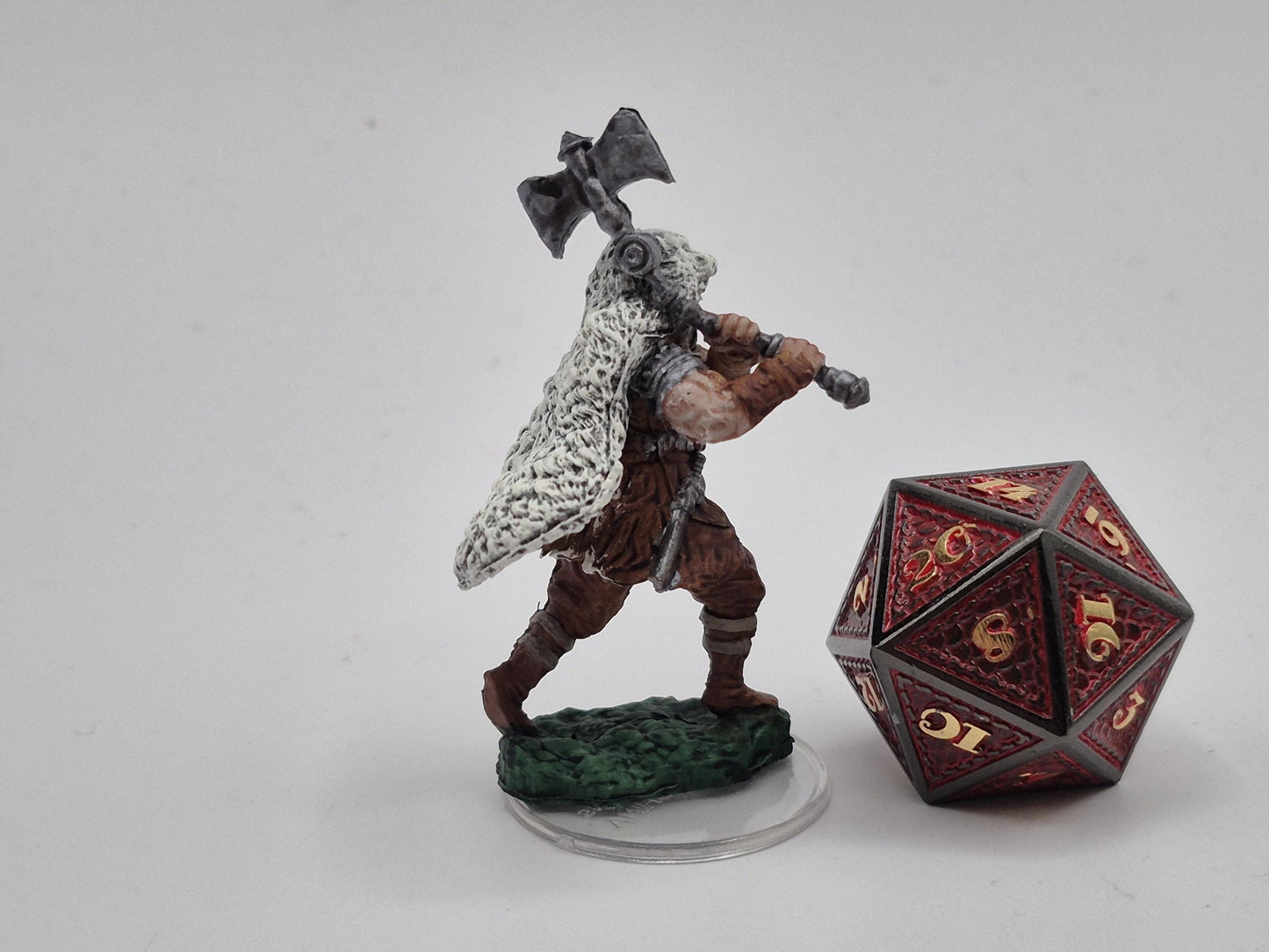 Feral Human Barbarian Miniature with Greataxe & Beast Skull