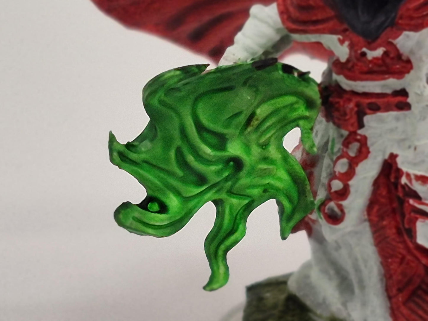 Elf Wizard: Crimson Cloak, Green Arcane Fire