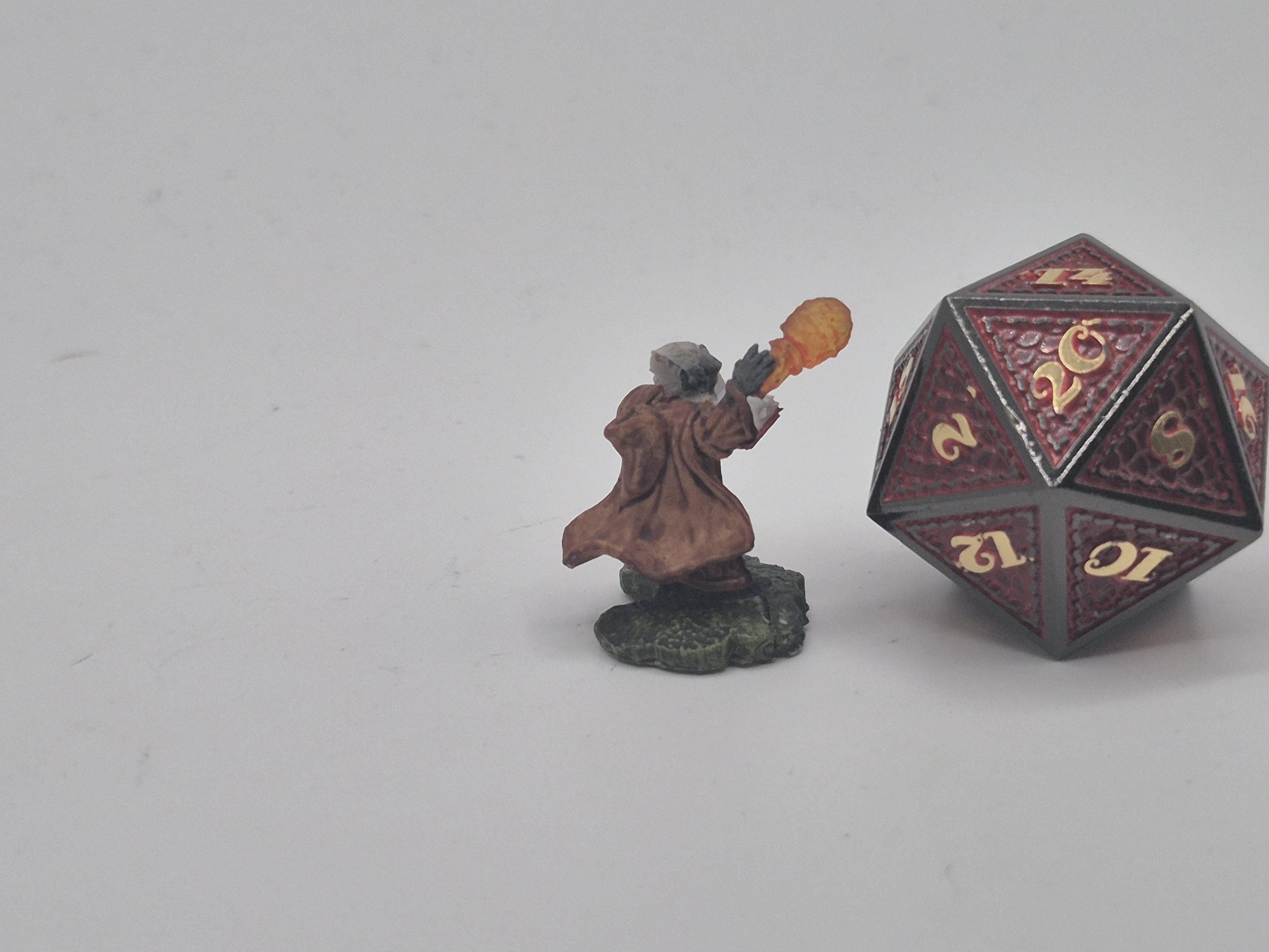 Gnome Wizard Miniature: Fire Orb, Arcane Tome