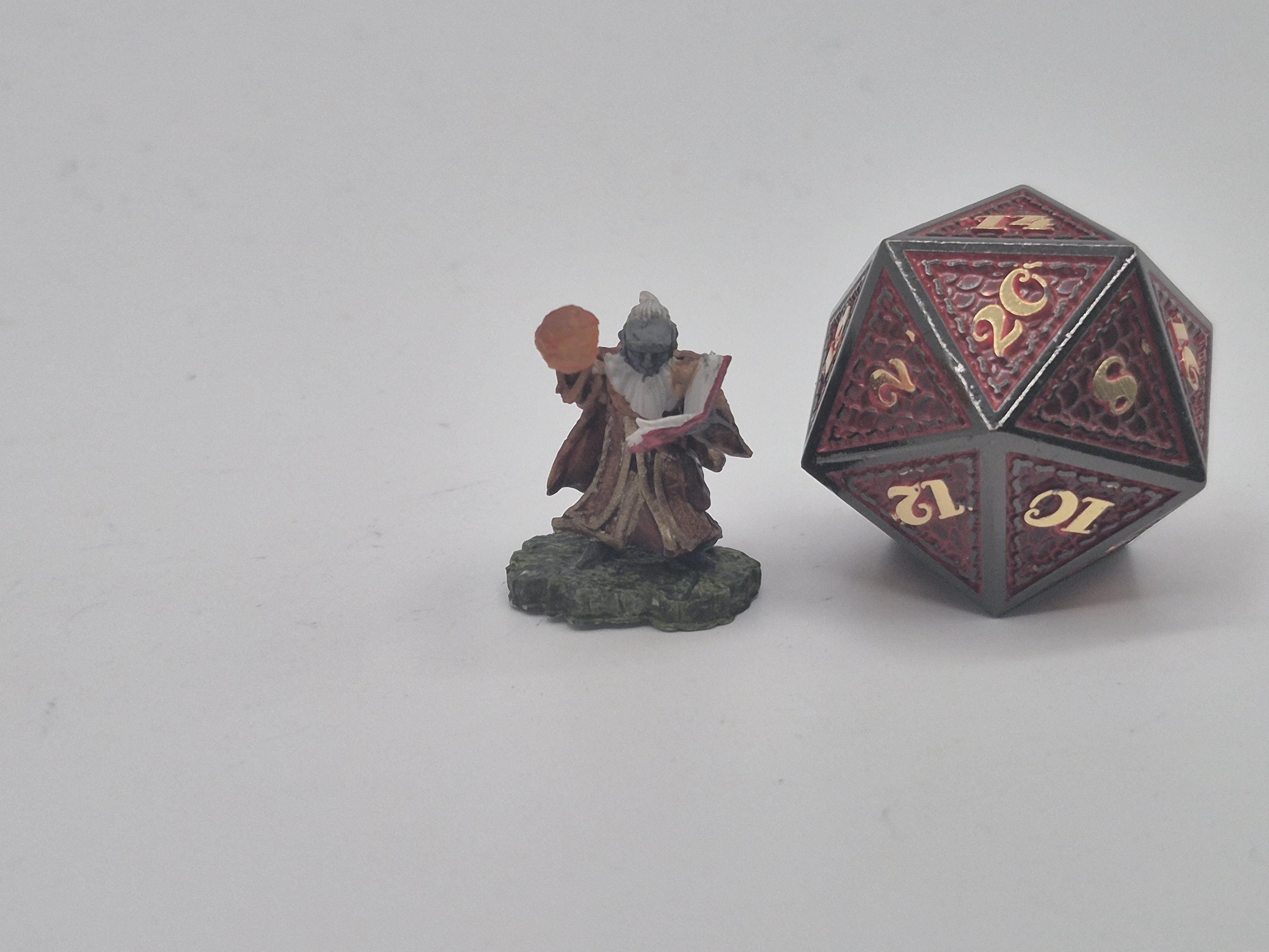 Gnome Wizard Miniature: Fire Orb, Arcane Tome