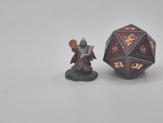 Gnome Wizard Miniature: Fire Orb, Arcane Tome