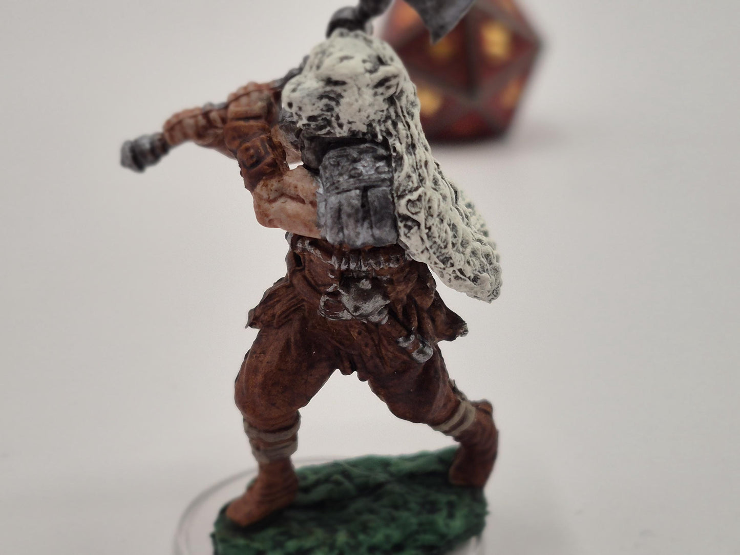 Feral Human Barbarian Miniature with Greataxe & Beast Skull
