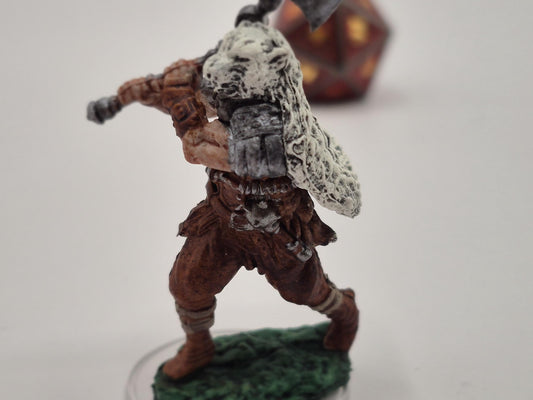 Feral Human Barbarian Miniature with Greataxe & Beast Skull