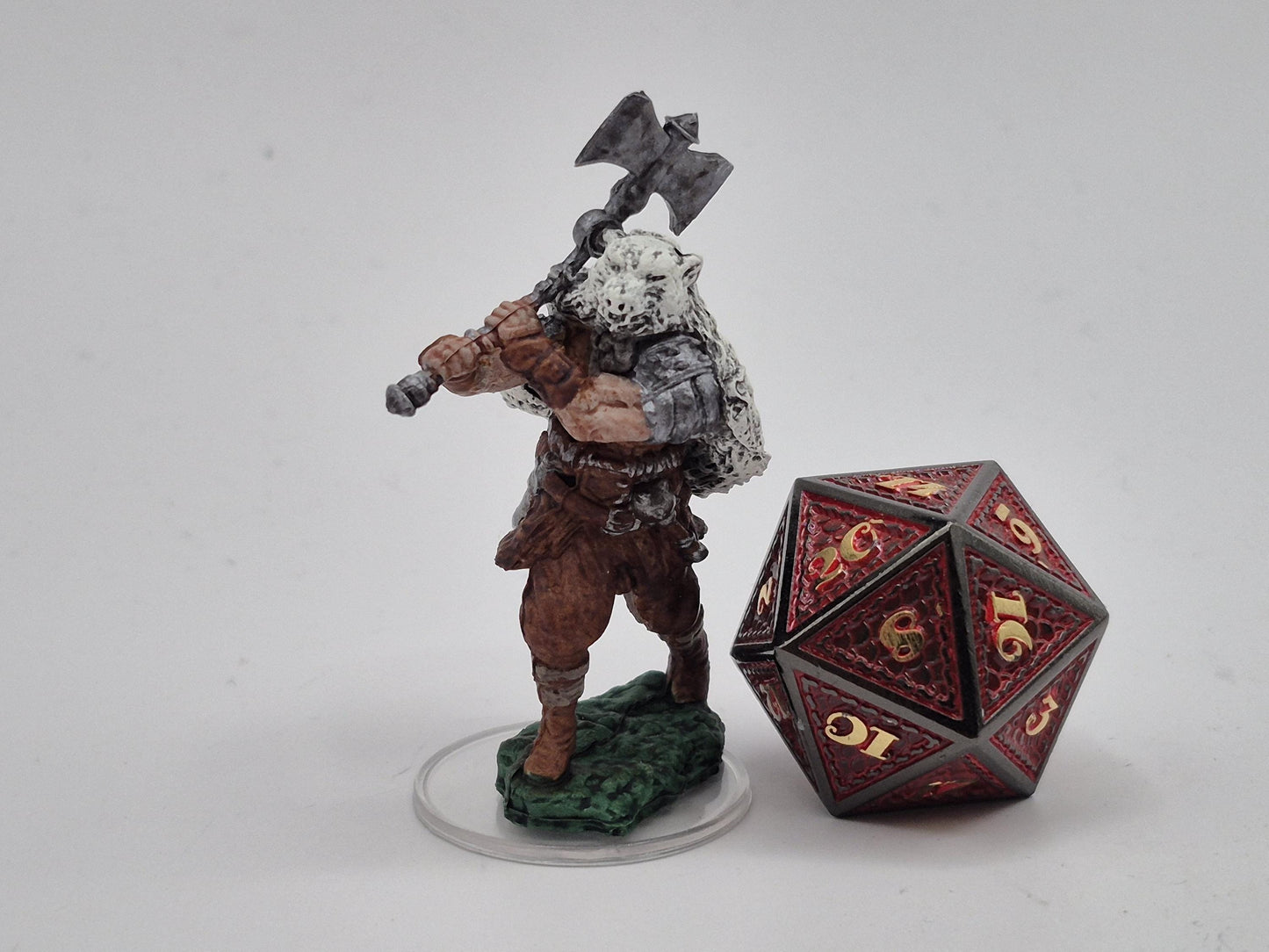Feral Human Barbarian Miniature with Greataxe & Beast Skull