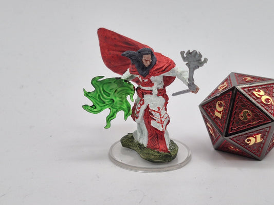 Elf Wizard: Crimson Cloak, Green Arcane Fire